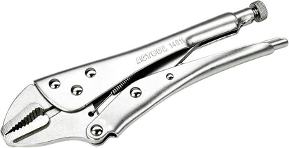 Curved Jaw Locking Pliers 10-Inch, Adjustable Vise Grips with Wire Cutter, Chromium-Vanadium Steel Vice Grips for Clamping, Welding, and Pipe Work