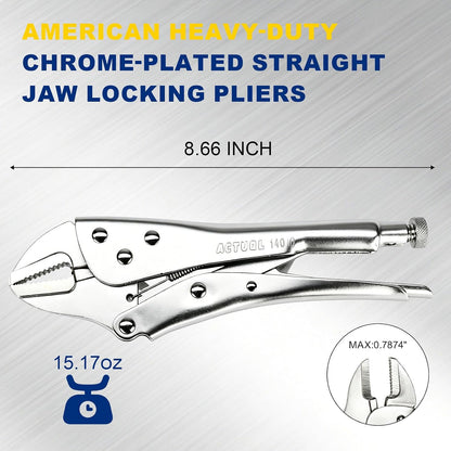 Curved Jaw Locking Pliers 10-Inch, Adjustable Vise Grips with Wire Cutter, Chromium-Vanadium Steel Vice Grips for Clamping, Welding, and Pipe Work