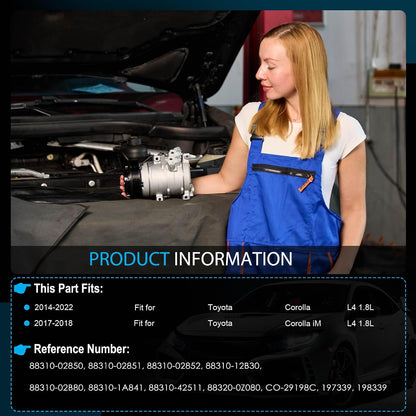 XiaGeng198339 AC Compressor with Clutch Compatible with Toyota Corolla 1.8L 2014-2022, Corolla iM 1.8L 2017-2018