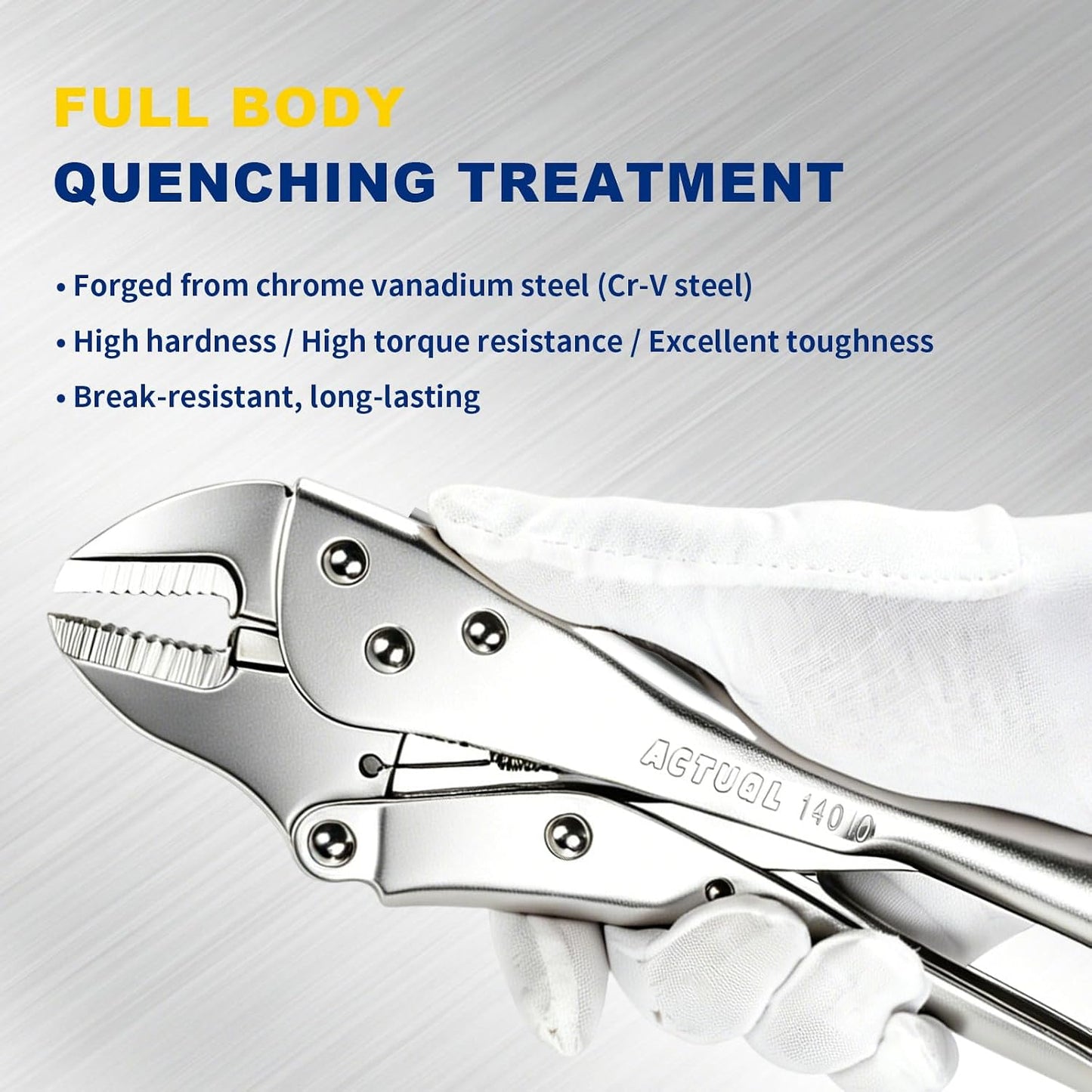 Curved Jaw Locking Pliers 10-Inch, Adjustable Vise Grips with Wire Cutter, Chromium-Vanadium Steel Vice Grips for Clamping, Welding, and Pipe Work