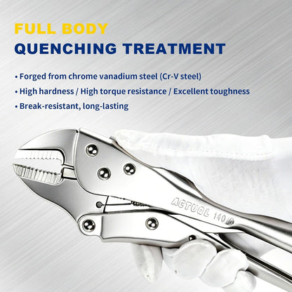 Curved Jaw Locking Pliers 10-Inch, Adjustable Vise Grips with Wire Cutter, Chromium-Vanadium Steel Vice Grips for Clamping, Welding, and Pipe Work
