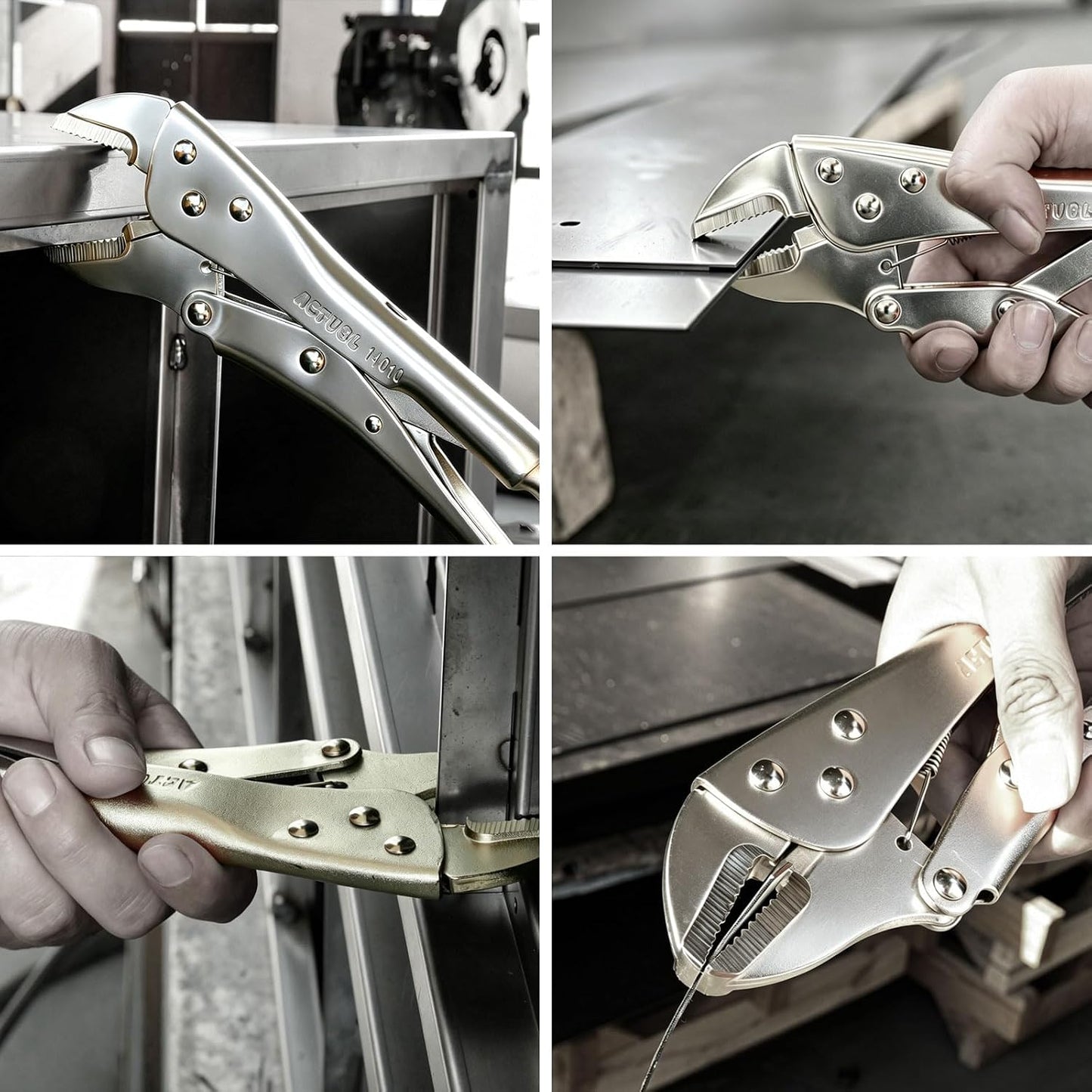 Curved Jaw Locking Pliers 10-Inch, Adjustable Vise Grips with Wire Cutter, Chromium-Vanadium Steel Vice Grips for Clamping, Welding, and Pipe Work